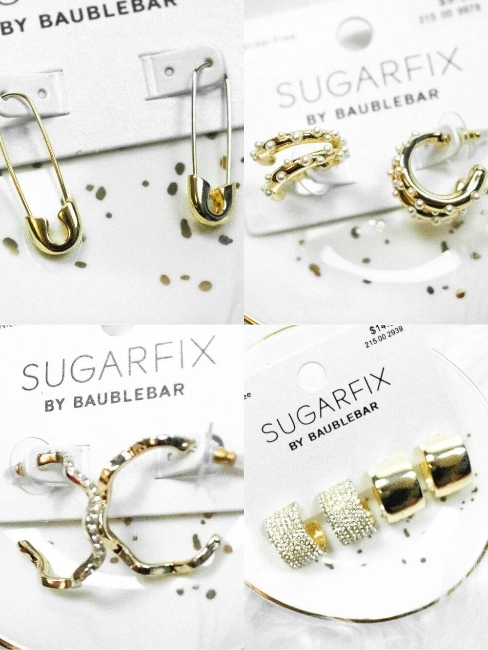 BaubleBar Sugarfix Gold Hoop Statement Earrings Bundle 5 Pairs Nickel Free